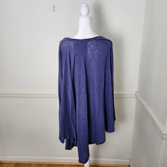 We The Free People Shirt Sz Large Womens Blue Aria Trapeze Oversized Tunic Tee - Picture 6 of 13
